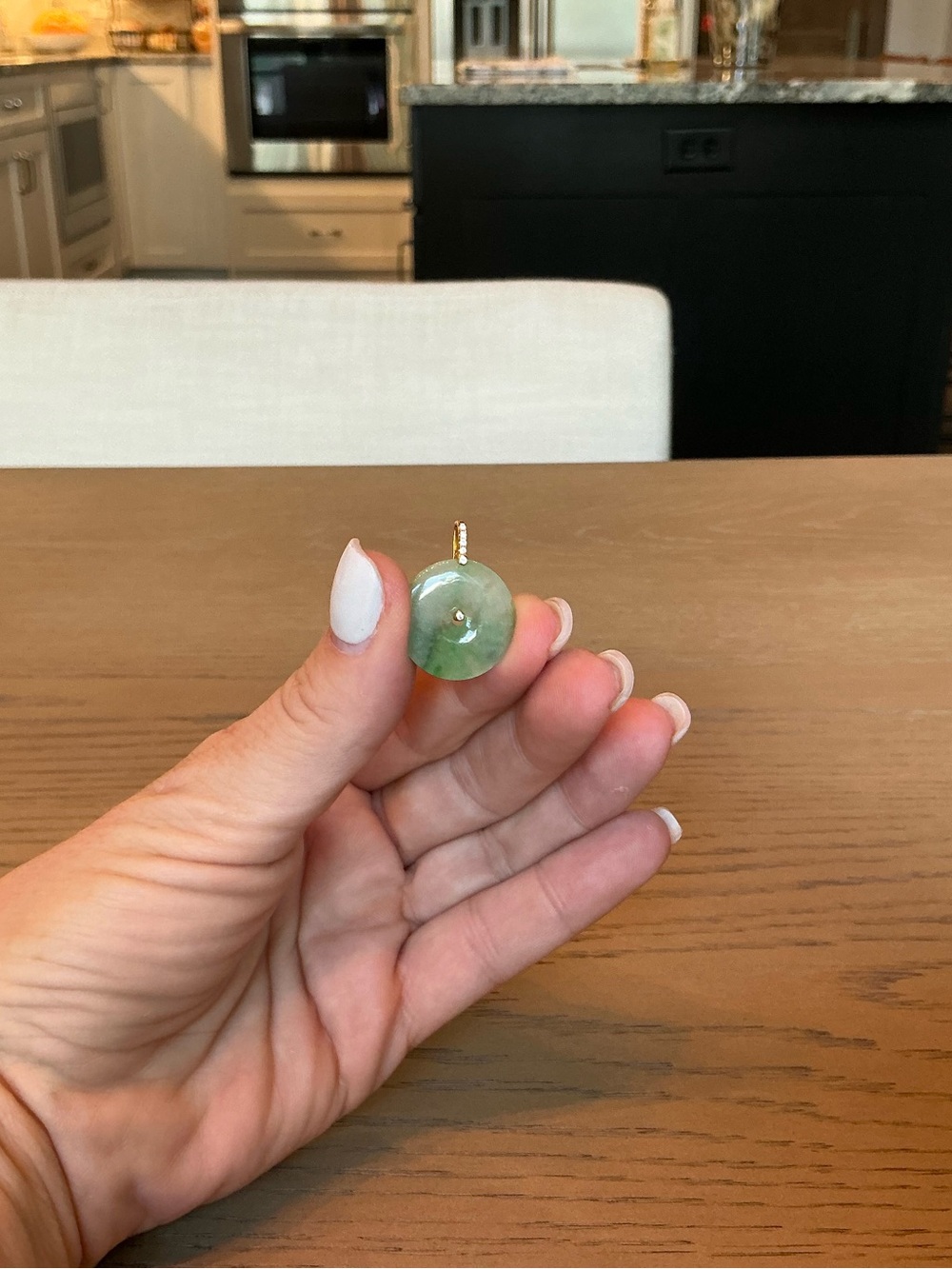 Green Jade Donut Pendant Necklace